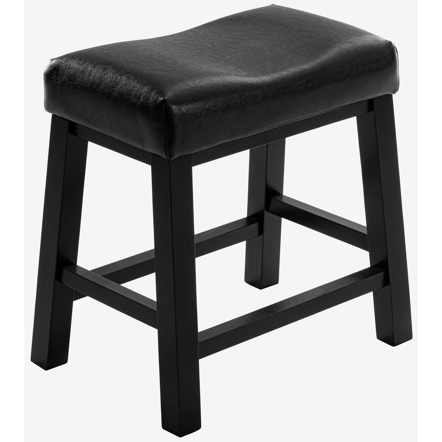 eHemco Heavy-Duty Saddle Kitchen Counter Height Barstools with Wood Legs and Cushion Seat, 19 Inch Height, Black