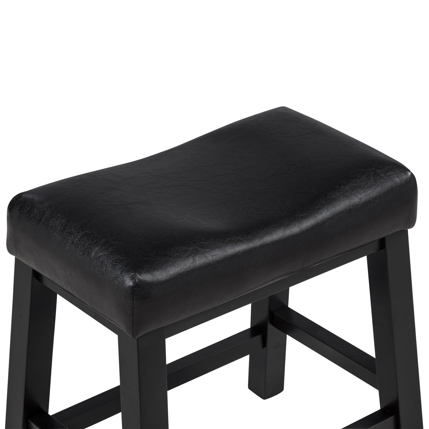 eHemco Heavy-Duty Saddle Kitchen Counter Height Barstools with Wood Legs and Cushion Seat, 19 Inch Height, Black