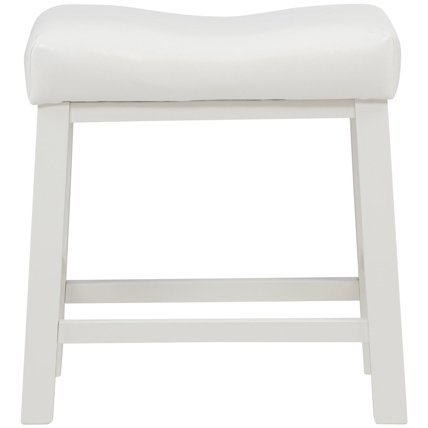 eHemco Heavy-Duty Saddle Kitchen Counter Height Barstools with Wood Legs and Cushion Seat, 19 Inch Height, White