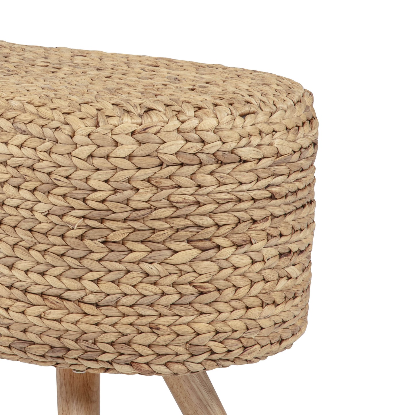 eHemco 8-Shaped Design Water Hyacinth Bench with Solid Hardwood Legs, 45.5 x 15.75 x 18.6 Inches, Natural