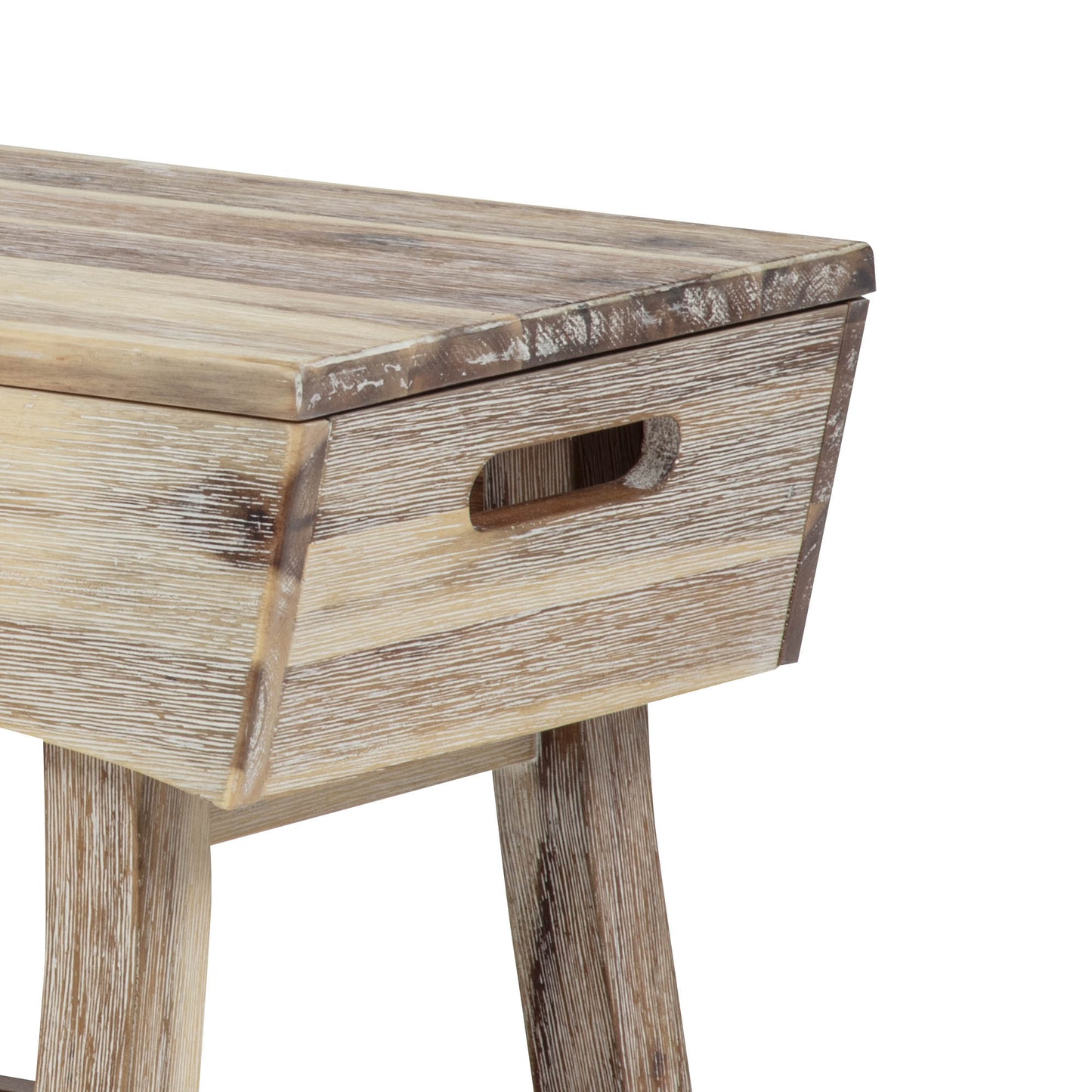 eHemco Solid Hardwood Bench with Storage Shelf and 4 Panels, 36x15.25x17.3 Inches, White Washed Finish