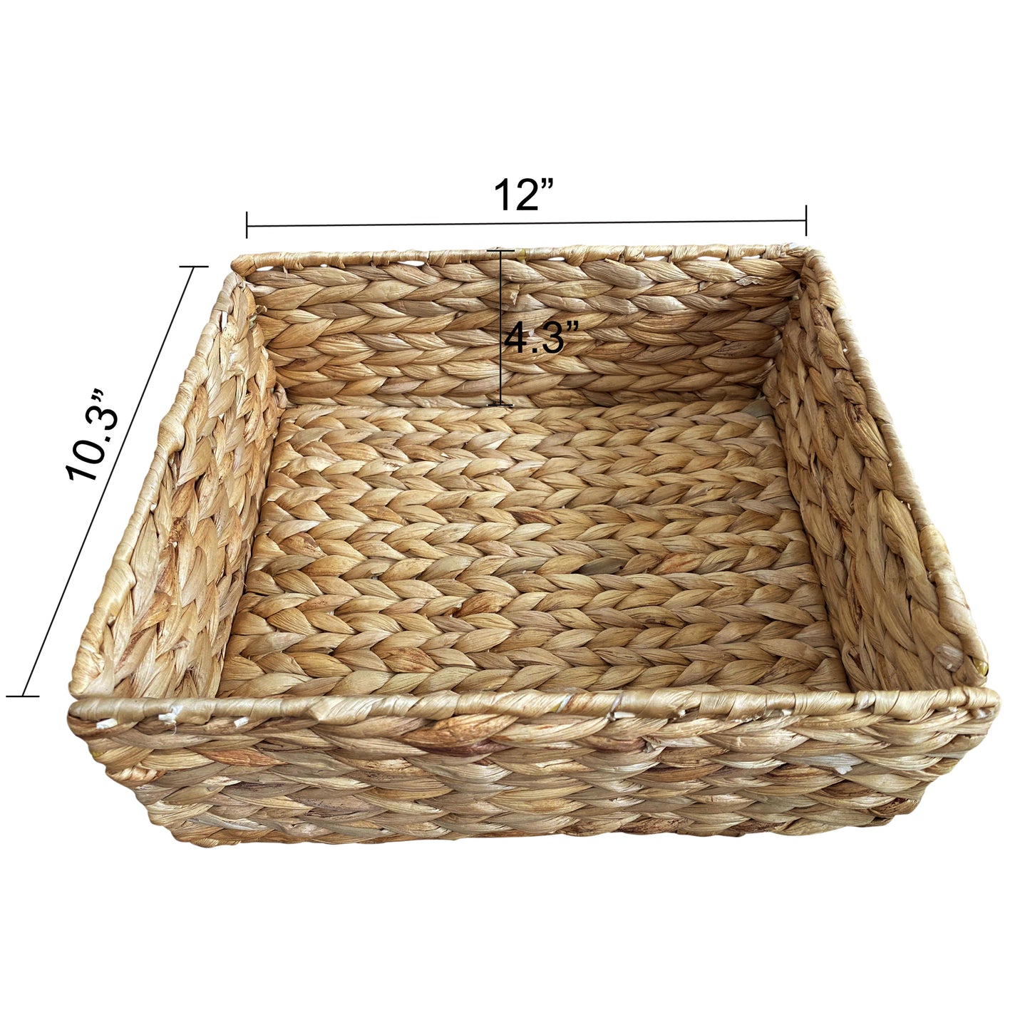 eHemco 3 Tier Hardwood Frame Grocery Storage Organizer Rack with 3 Woven Water Hyacinth Basket, Light Oak