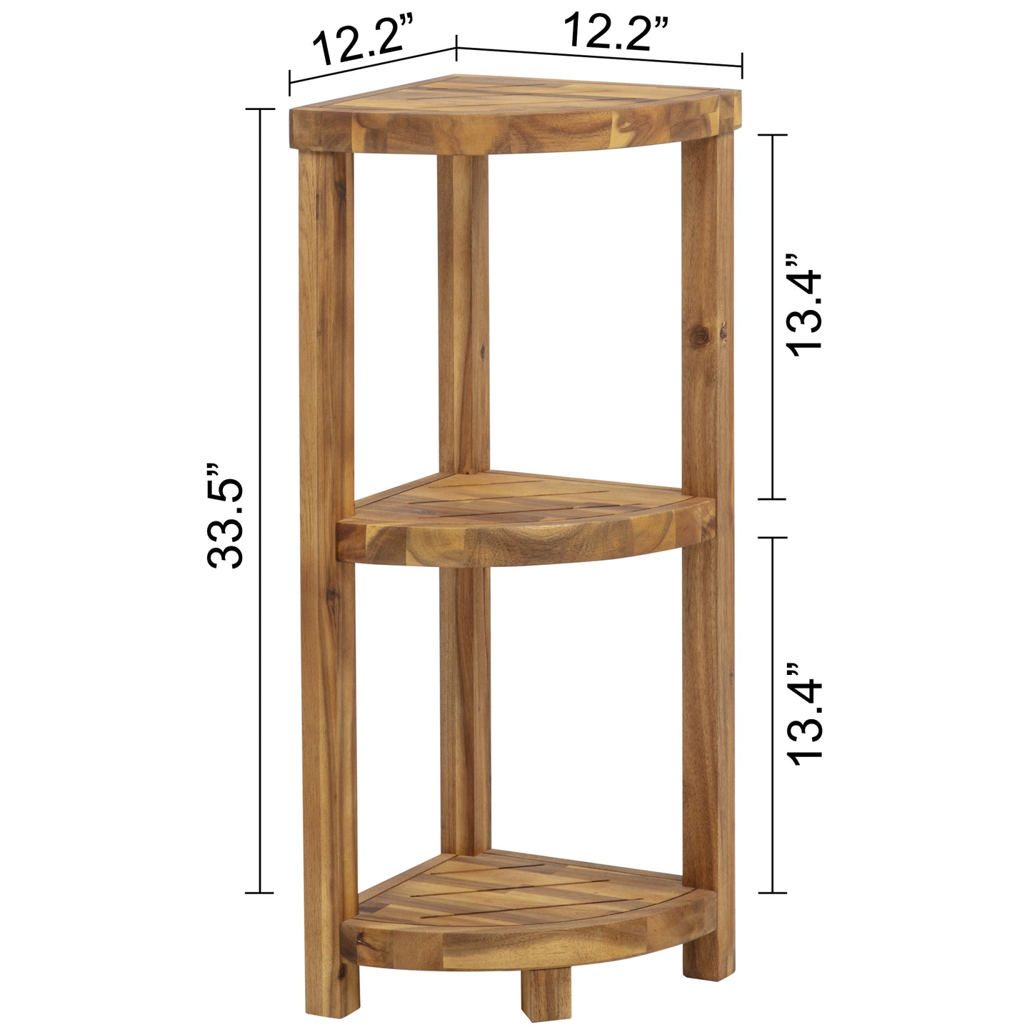 eHemco 3 Tier Solid Hardwood Bathroom Corner Shelf, Natural Oiled Finish