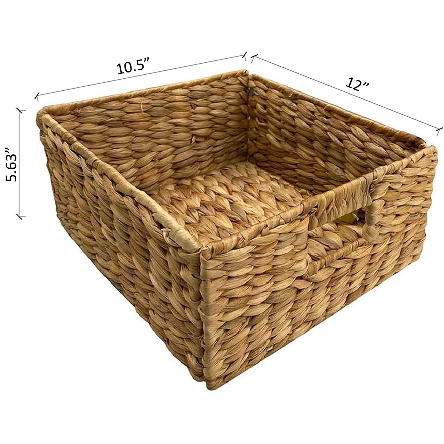 eHemco 3 Tier Storage Organizer with 6 Woven Water Hyacinth Baskets, Natural Wood Frame Stand, X-Design