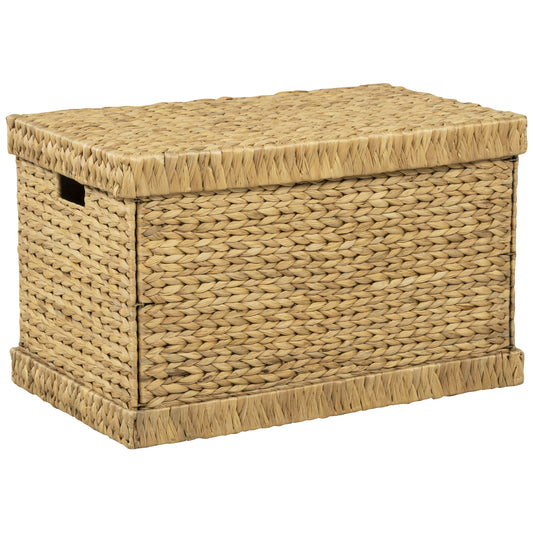 eHemco Water Hyacinth Wicker Storage Trunk, Natural, 26.8x16.1x16.9 Inches