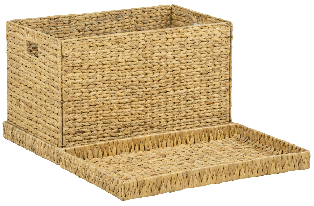 eHemco Water Hyacinth Wicker Storage Trunk, Natural, 26.8x16.1x16.9 Inches