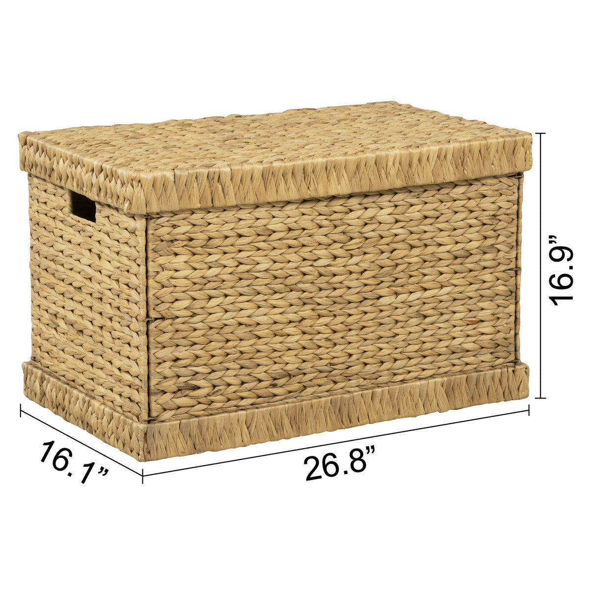 eHemco Water Hyacinth Wicker Storage Trunk, Natural, 26.8x16.1x16.9 Inches