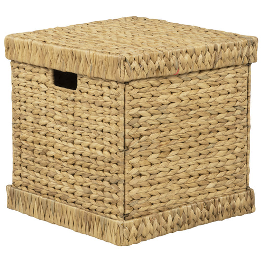 eHemco Water Hyacinth Wiker Storage Box, Natural, 16.5x16.5x16.7 Inches