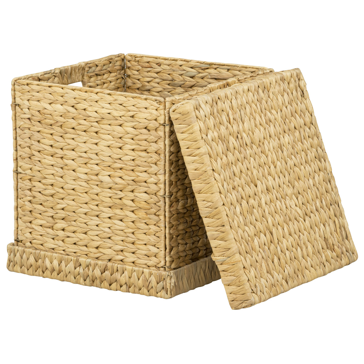 eHemco Water Hyacinth Wiker Storage Box, Natural, 16.5x16.5x16.7 Inches