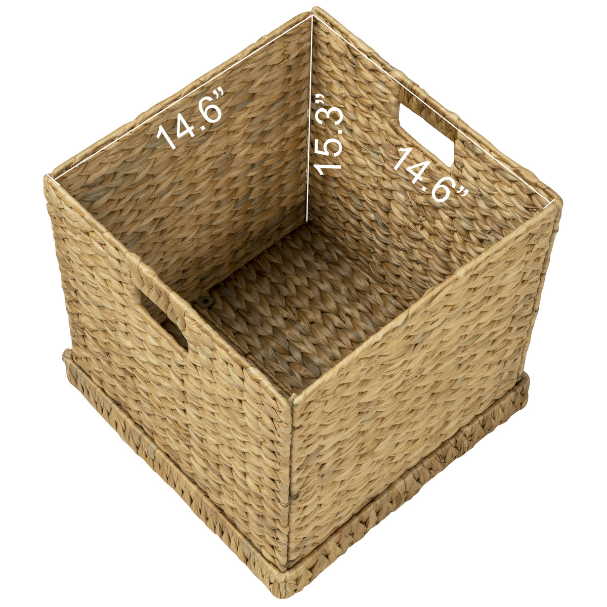 eHemco Water Hyacinth Wiker Storage Box, Natural, 16.5x16.5x16.7 Inches