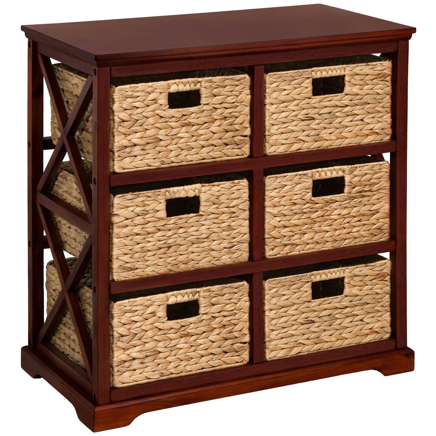 eHemco Hampton Meadows 3 Tier X-Side Storage Drawers with 6 Wicker Baskets