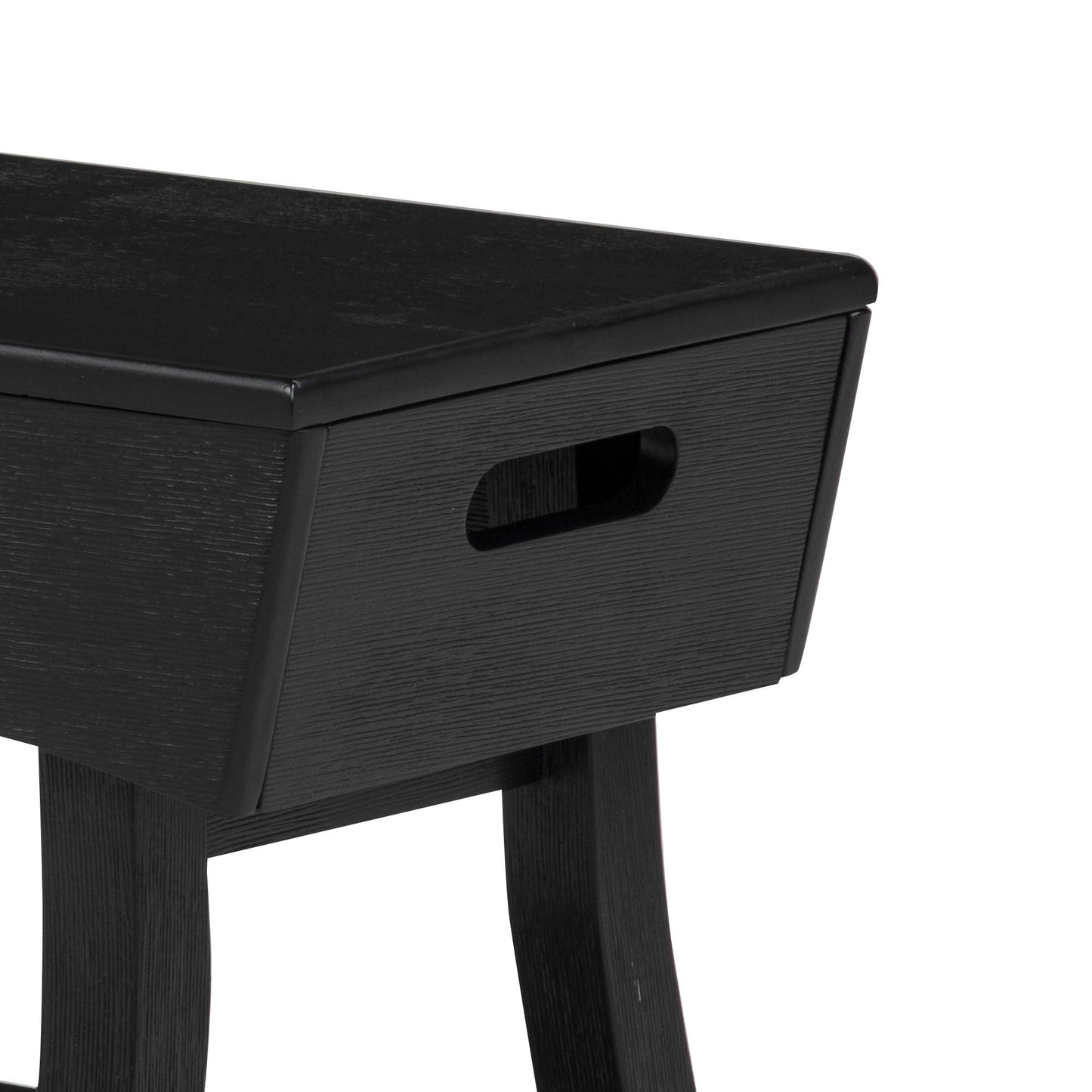 eHemco Solid Hardwood Bench with Storage Shelf and 4 Panels, 36x15.25x17.3 Inches, Black