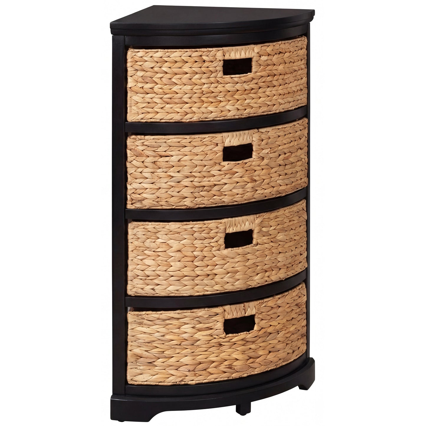 eHemco Hampton Meadows 4 Tier X-Side Corner Storage End Table with 4 Wicker Baskets
