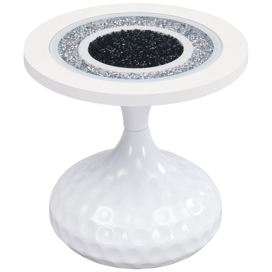 eHemco Round Coffee Table, End Table with Acrylic Diamond Inlay, 17.7" D