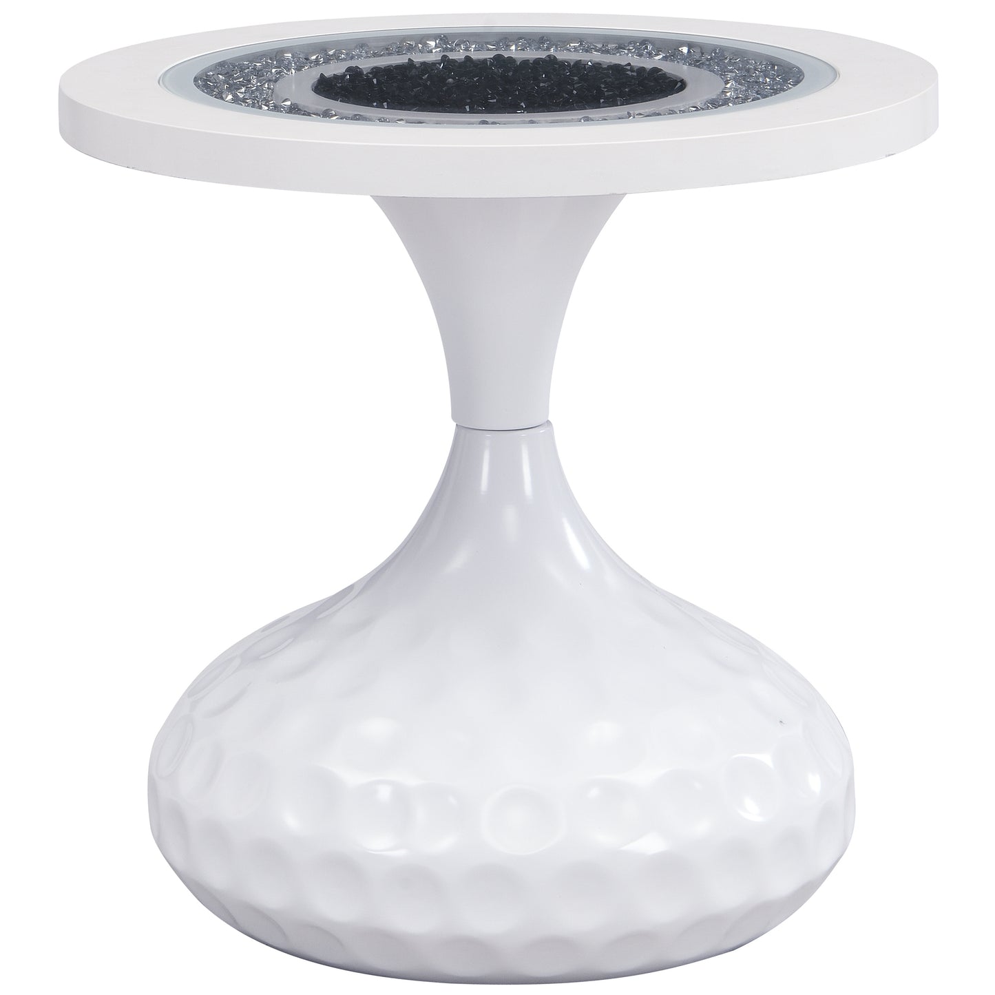 eHemco Round Coffee Table, End Table with Acrylic Diamond Inlay, 17.7" D