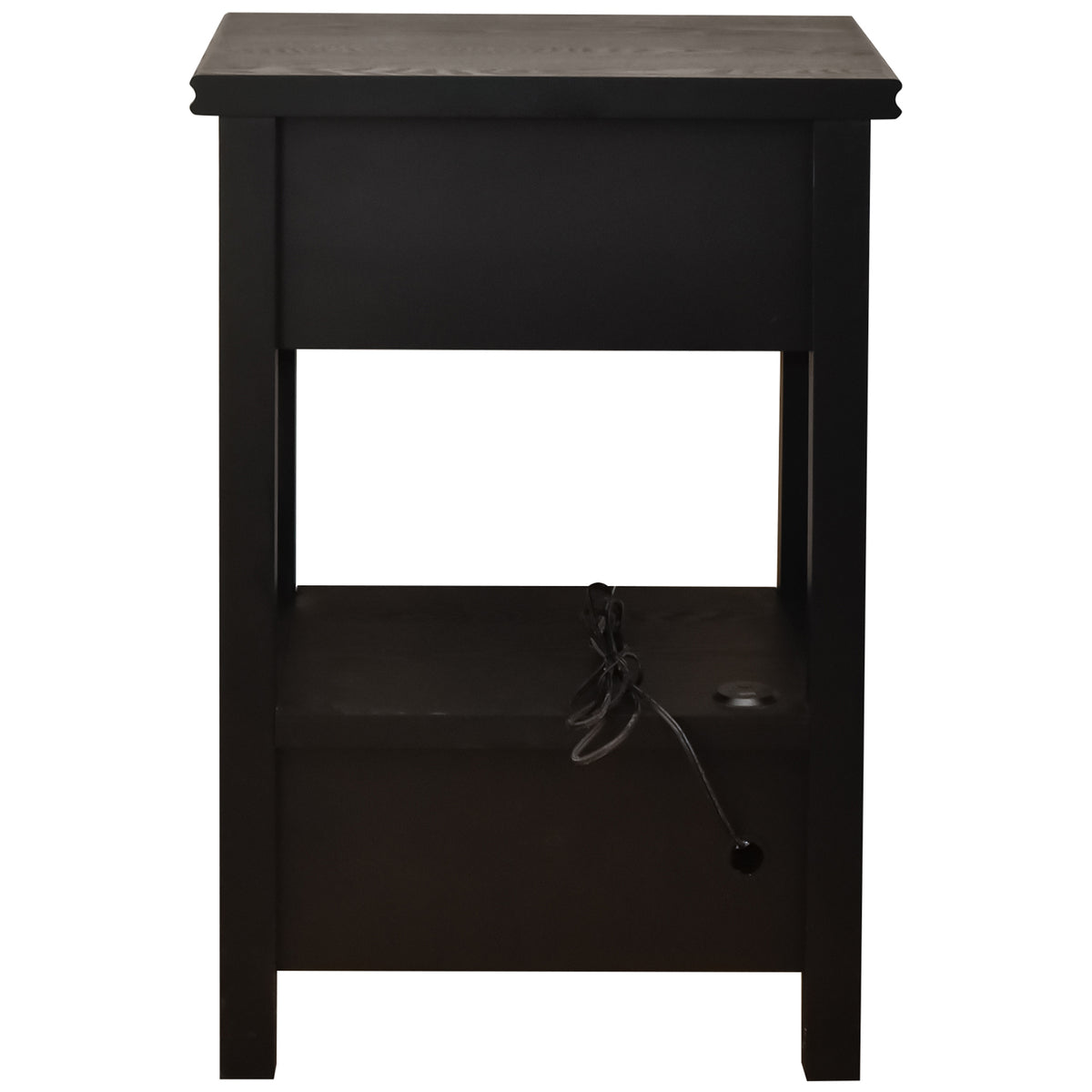 eHemco X-Side End Table with Charging Station and 2 Drawers, 20x14x29 Inches, Black