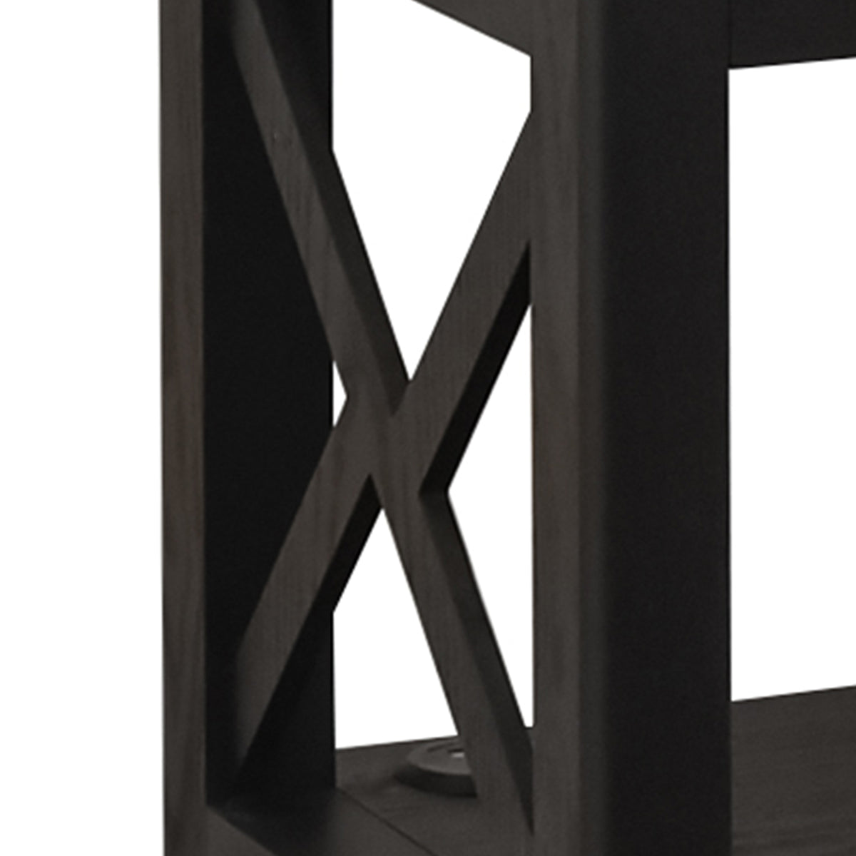 eHemco X-Side End Table with Charging Station and 2 Drawers, 20x14x29 Inches, Black