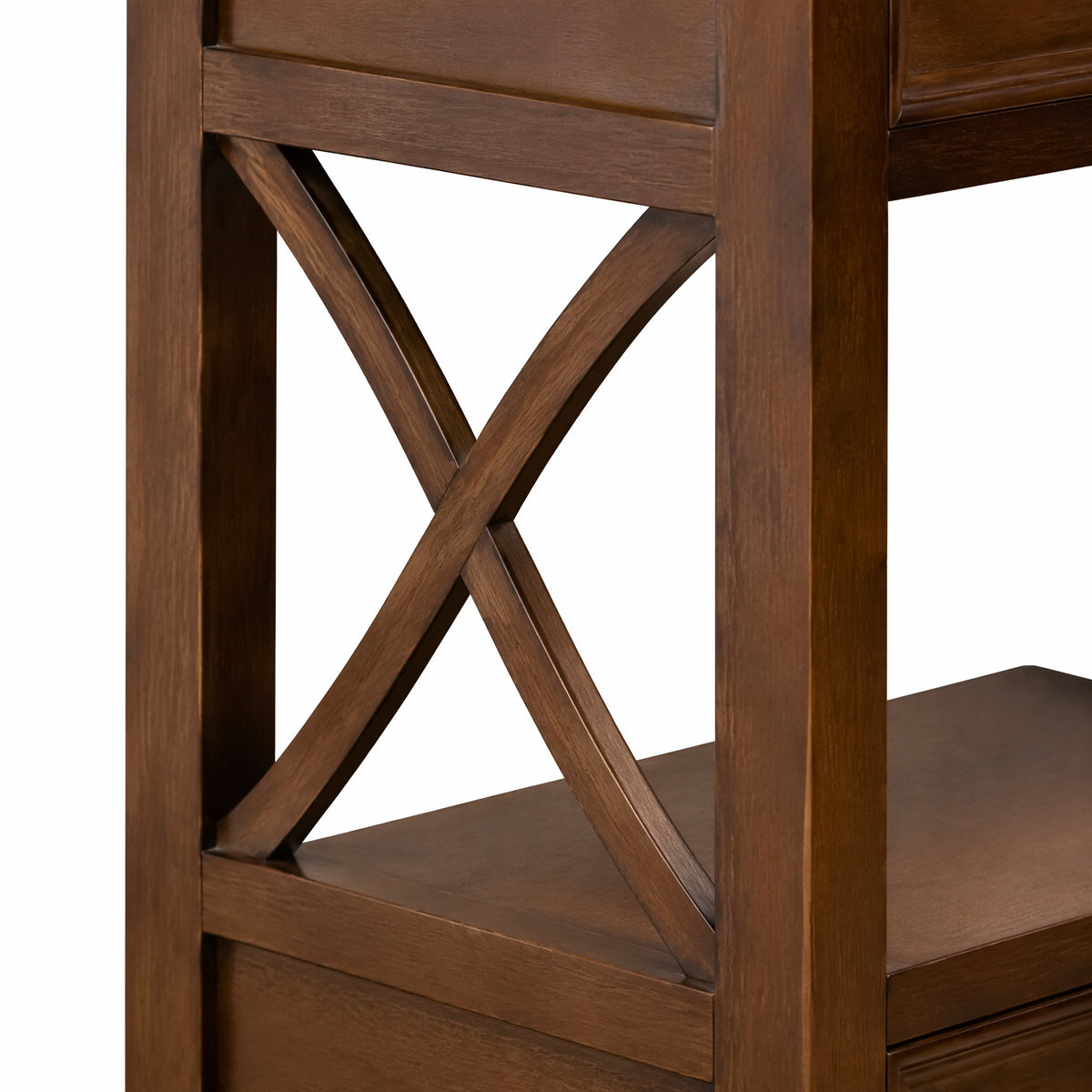 eHemco X-Side End Table with Charging Station and 2 Drawers, 20x14x29 Inches, Walnut