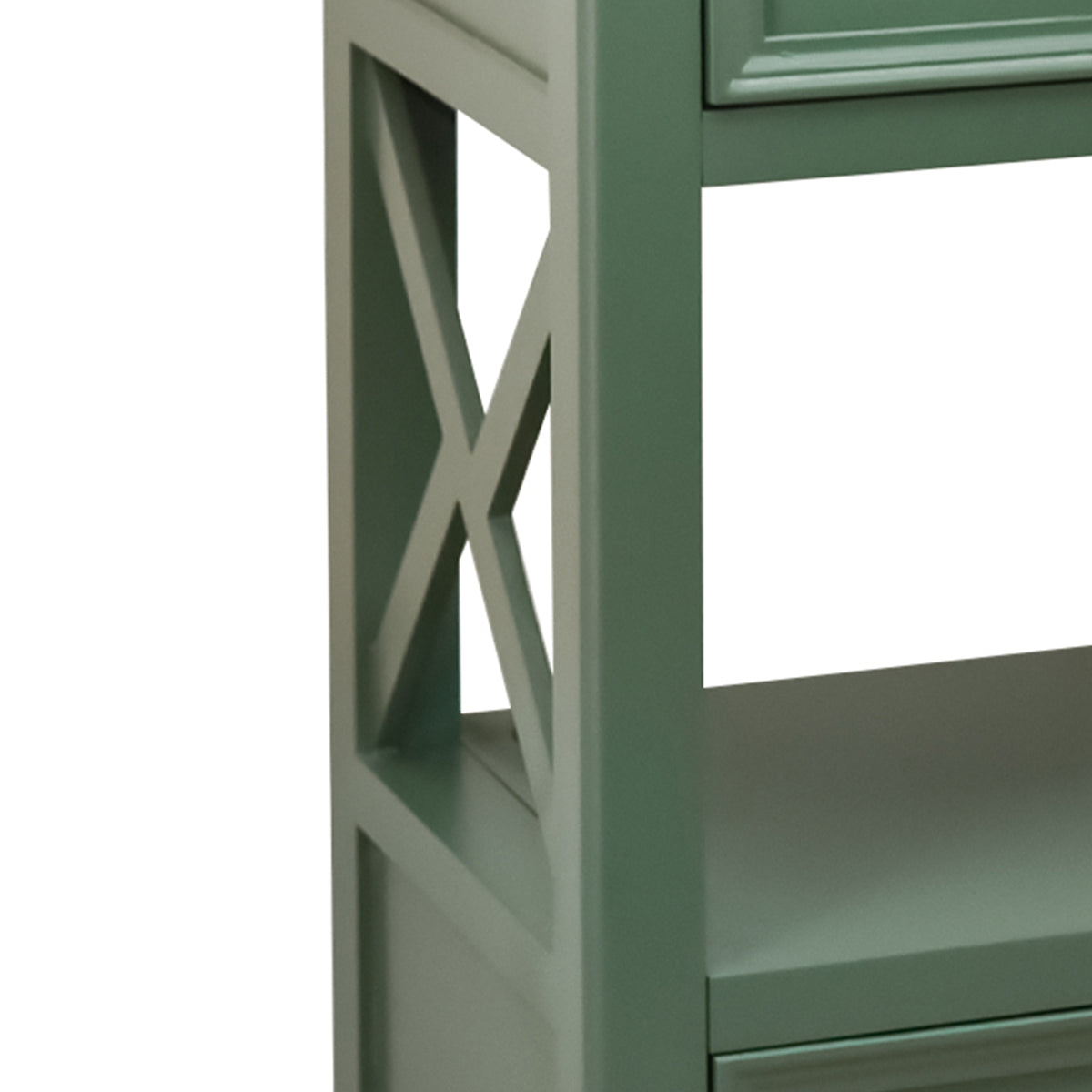 eHemco X-Side End Table with Charging Station and 2 Drawers, 20x14x29 Inches, Green and Walnut