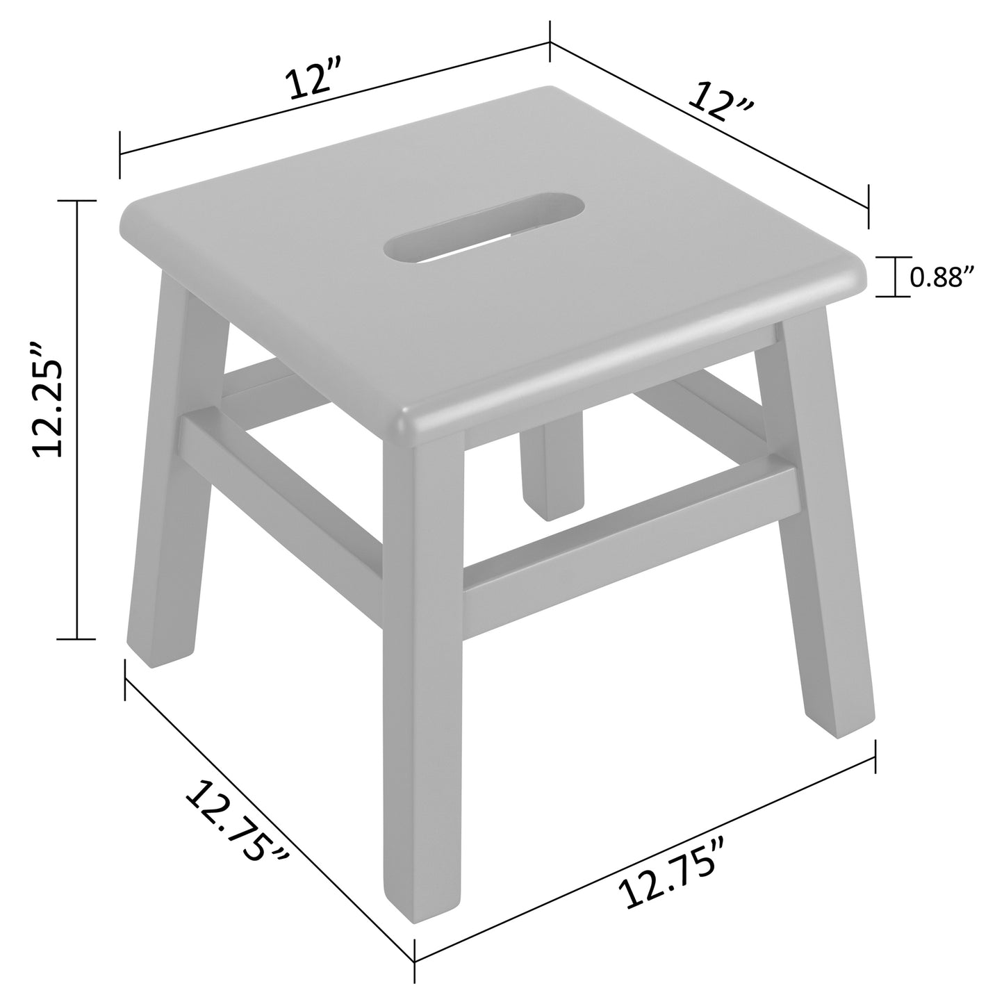 eHemco Solid Hardwood Wooden Step Stool for Adults and Kids, 12.25 inches Height